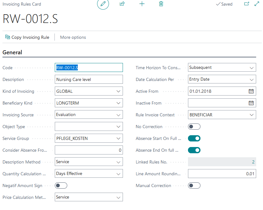 Rule sample screenshot